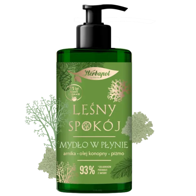 Mydło w płynie Leśny Spokój z arniką, olejem konopnym i piżmem – 390 ml | Kojąca pielęgnacja dłoni z nutą luksusu