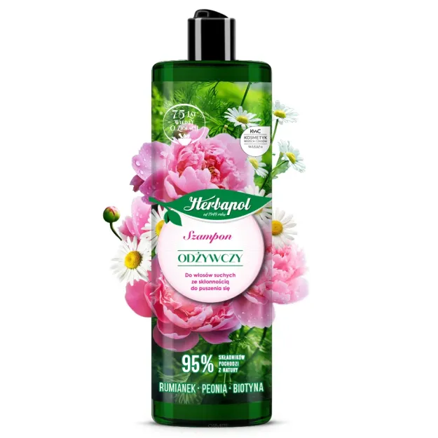 Szampon odżywczy do włosów normalnych i suchych – 400 ml | Rumianek, peonia, biotyna