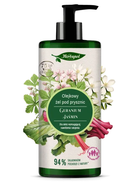 Olejkowy żel pod prysznic geranium–jaśmin 740 ml | Aromatyczna pielęgnacja i naturalne odświeżenie skóry